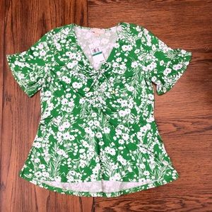 NWT Michael Kors Short Sleeve Floral Blouse